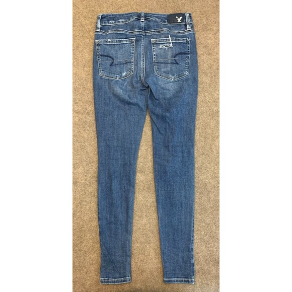 American Eagle Jeans Womans 2 High Rise Distressed Stretch Jegging AEO Denim - Picture 2 of 9